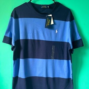Polo Ralph Lauren Mens Navy and Blue wide striped large crew neck